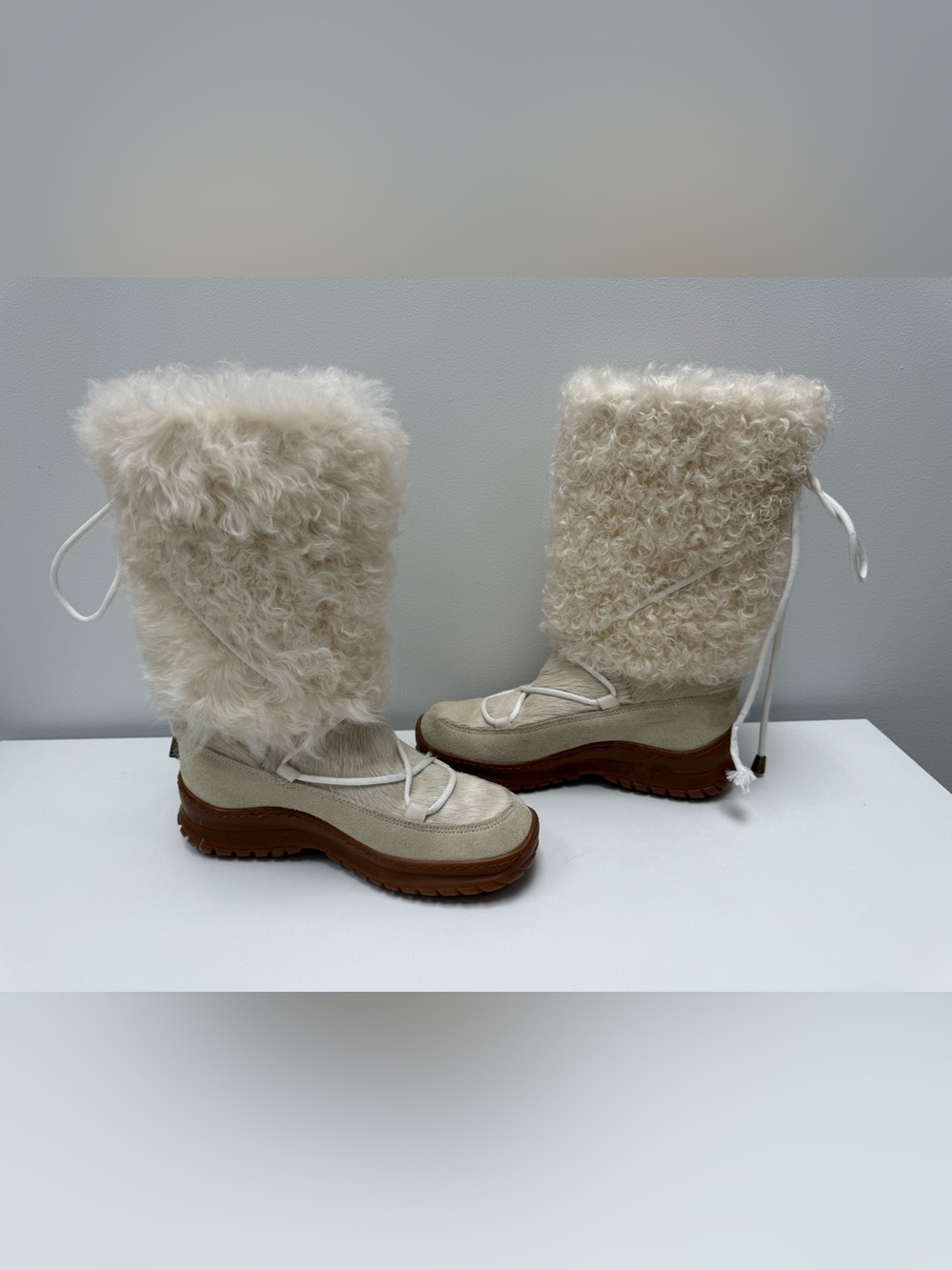 PAJAR Fur Insulated Mid-Calf Snow Winter Mukluk Beige Boots 37 $450